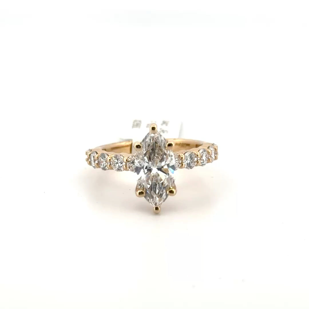 2.04ct. F VS1 Lab Grown Marquise Diamond Engagement Ring on 10pt. Band