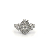 14K White Gold Oval Diamond Ring Sz 7