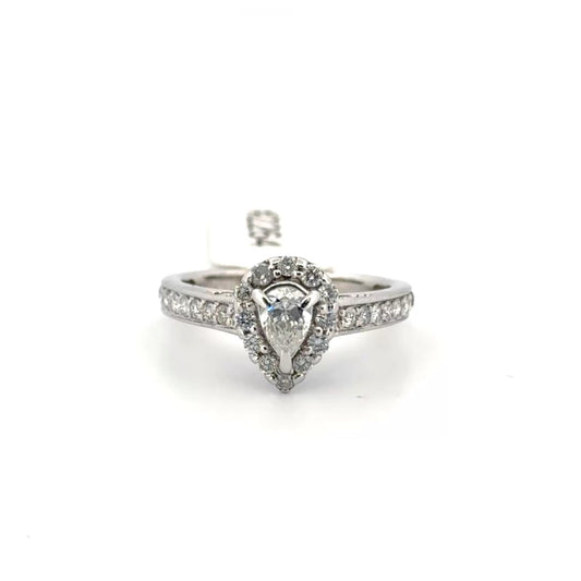 14K White Gold Pear Shape Diamond Engagement Ring