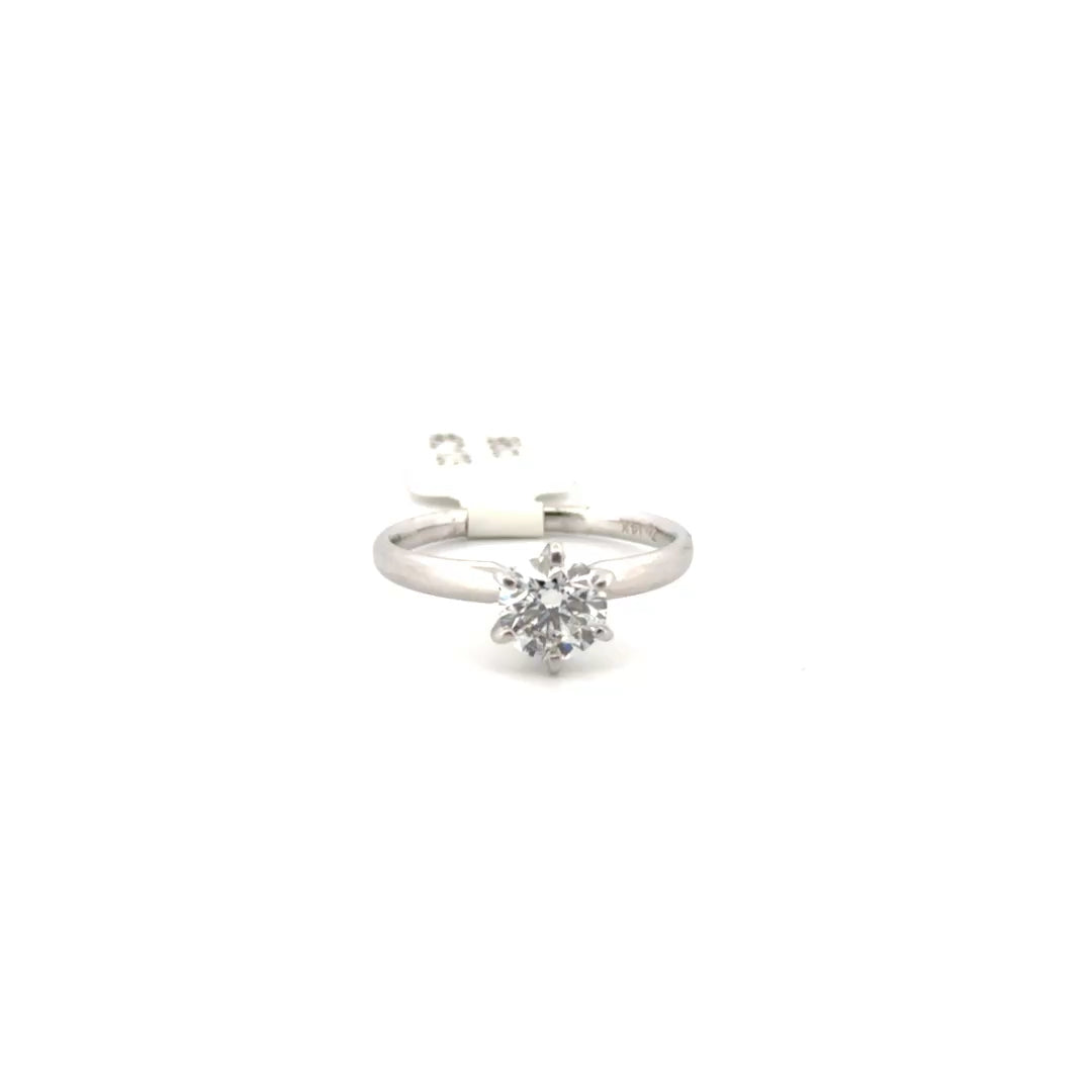 .96ct. Natural Diamond Solitaire Set in 14K White Gold Sz 7