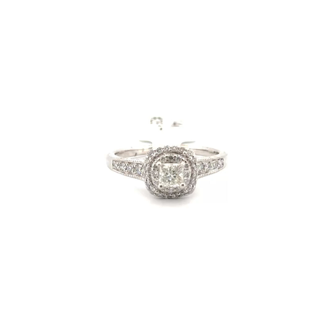 Natural Diamond Engagement Ring Set in 14K White Gold Sz 7.5