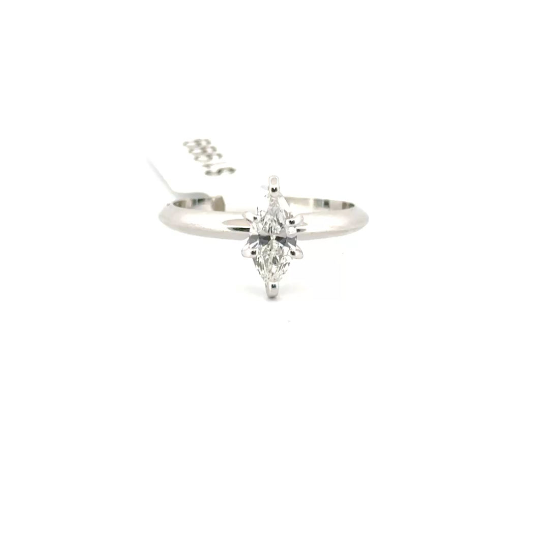 Approx .75ct. Natural Marquise Diamond Solitaire Engagement Set in 14K White Gold