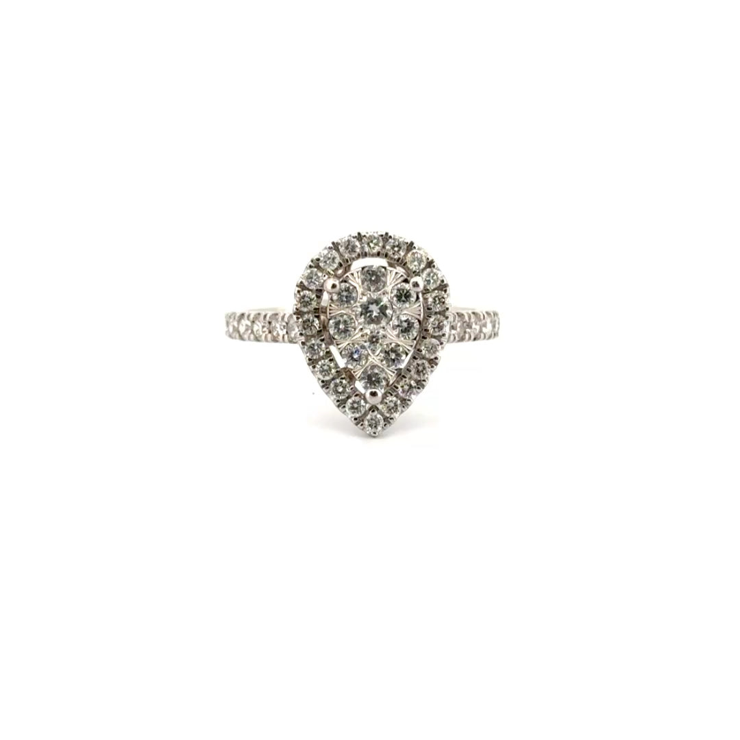 Natural Diamond Pear Shape Cluster Set in 14K White Gold