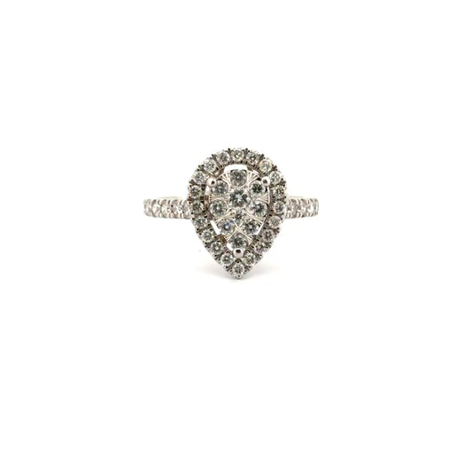 Natural Diamond Pear Shape Cluster Set in 14K White Gold