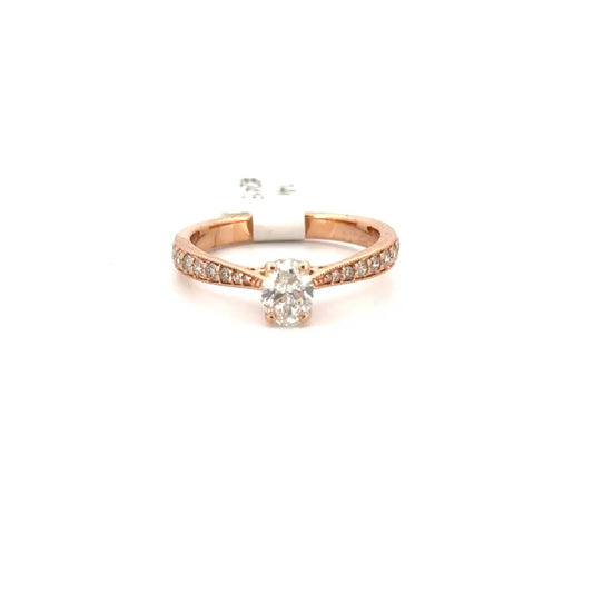 Natural Oval Diamond Engagement Ring Set in 14K Rose Gold