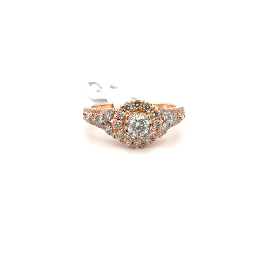 Natural Round Diamond Set in 14K Rose Gold