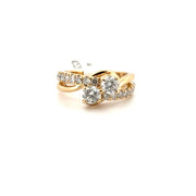Two Stone Natural Diamond Ring Set in 14K Yellow Gold