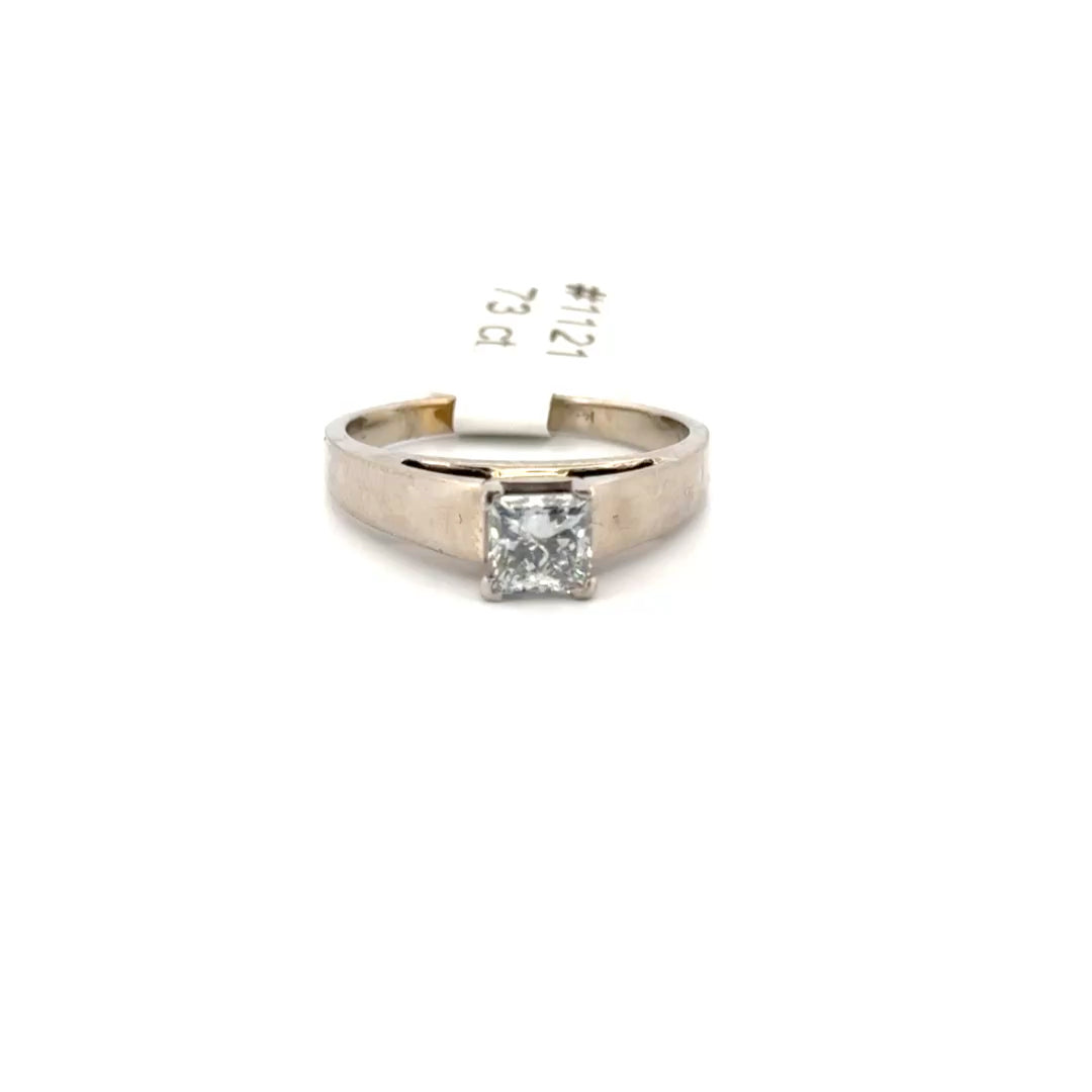 .73ct. Princess Cut in 14k White Gold Setting Sz 7