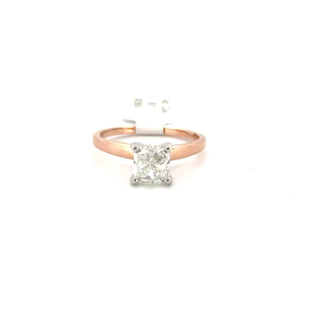 1.4ct. I SI1 GIA Natural Cushion Cut Diamond Solitaire Set in 14K Yellow Gold