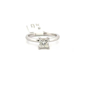 1.02ct. Natural Princess Cut Diamond Solitaire Set in 14K White Gold Sz 7