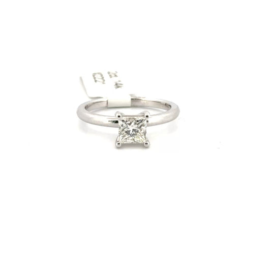 1.02ct. Natural Princess Cut Diamond Solitaire Set in 14K White Gold