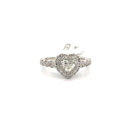 Heart Shaped Natural Diamond Set in 14K White Gold Mounting