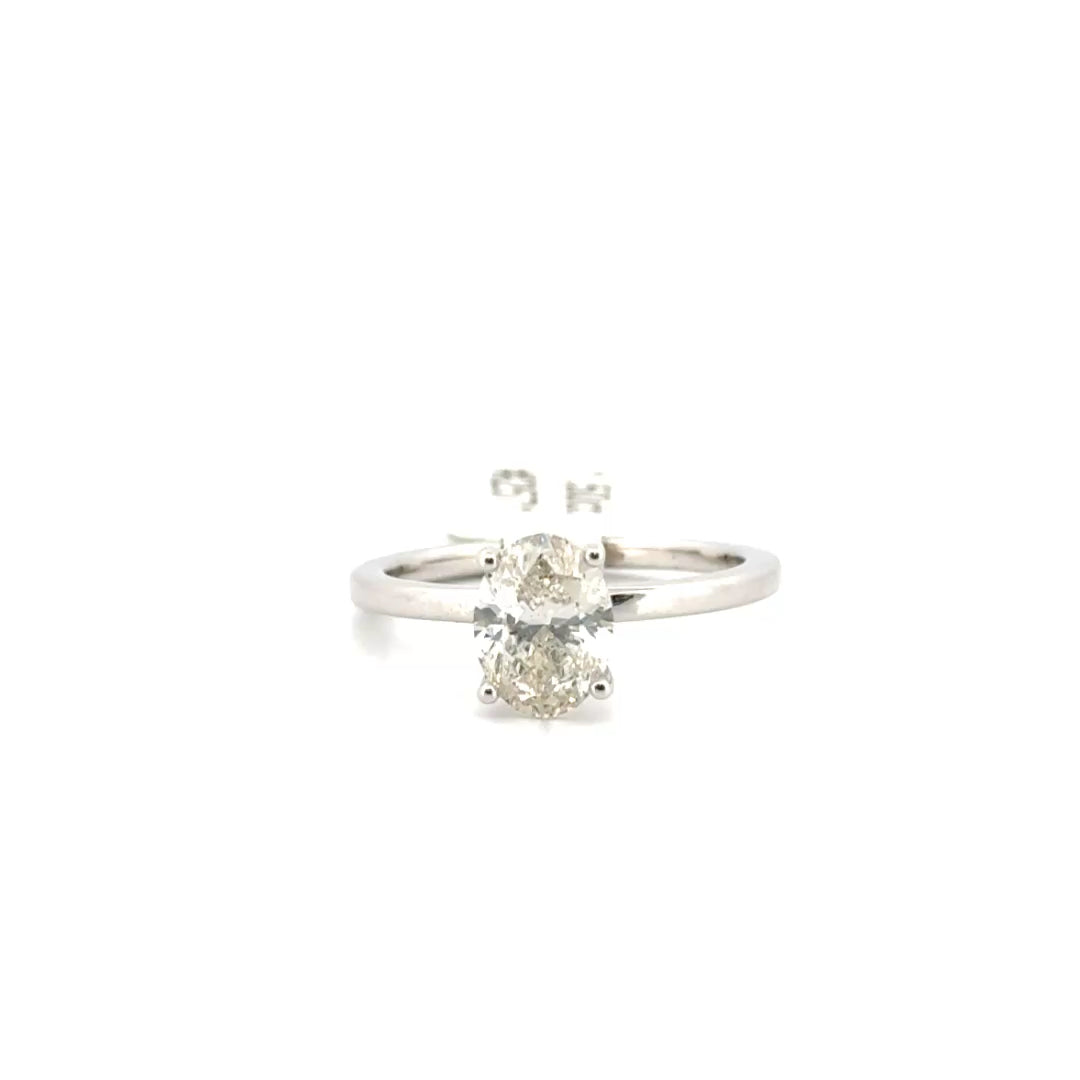 1.50ct. Natural Diamond Oval Solitaire Set on 14K White Gold Band