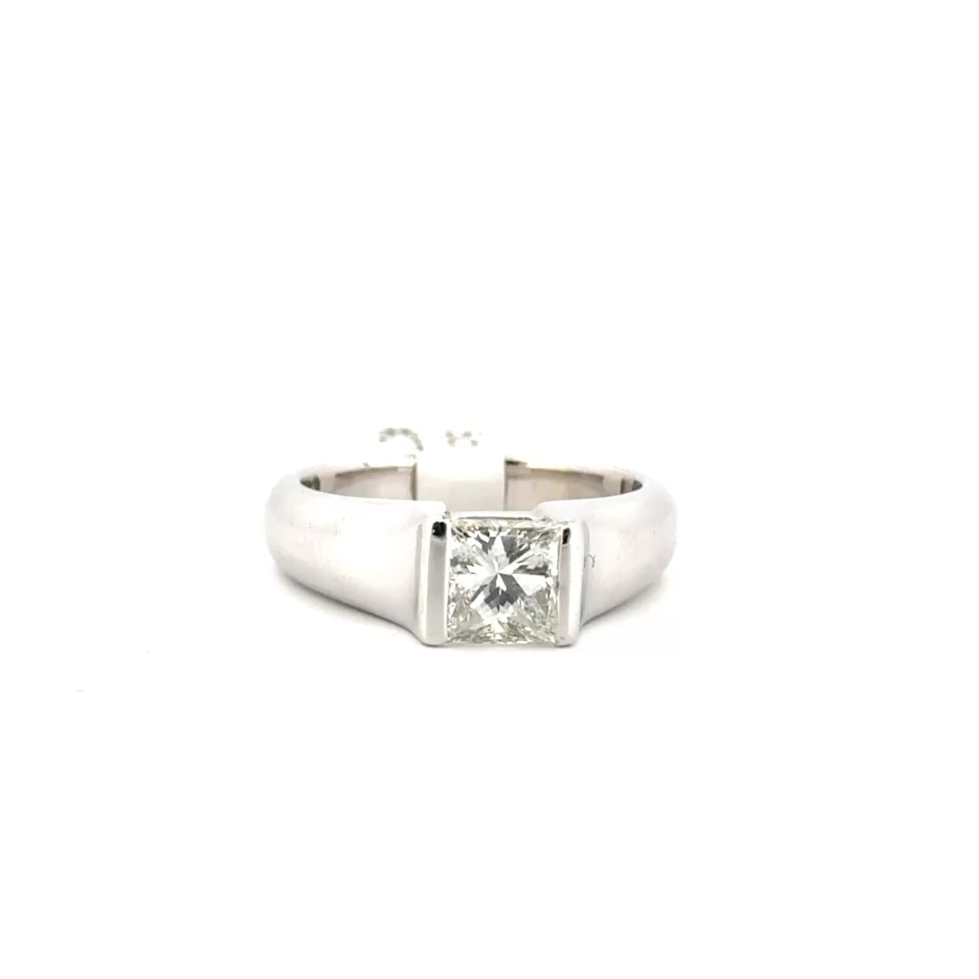 1.5ct. Natural Princess Cut Diamond Engagement Set in 14K White Gold