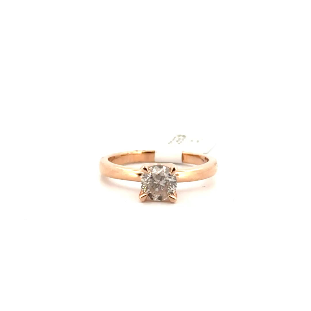1.0ct. Natural Diamond Engagement Ring Set in 14K Rose Gold Sz 7