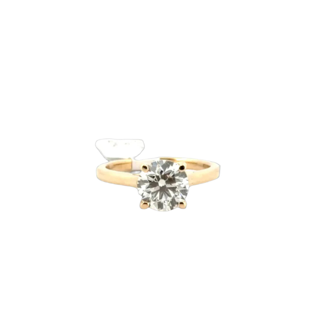 2.0ct. I SI1 GIA Certified Natural Round Diamond set in 14K Yellow Gold Tiffany Style Mounting