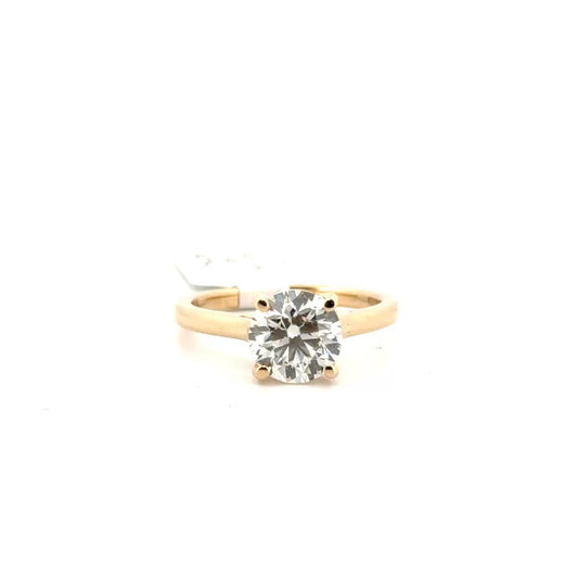 2.0ct. I SI1 GIA Certified Natural Round Diamond set in 14K Yellow Gold Tiffany Style Mounting