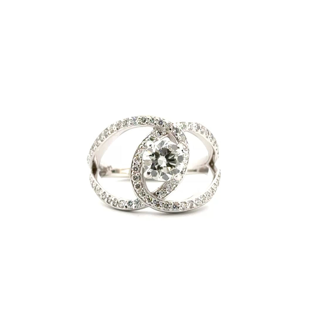 1.03ct. VS Natural Diamond Estate Ring Set in 14K White Gold