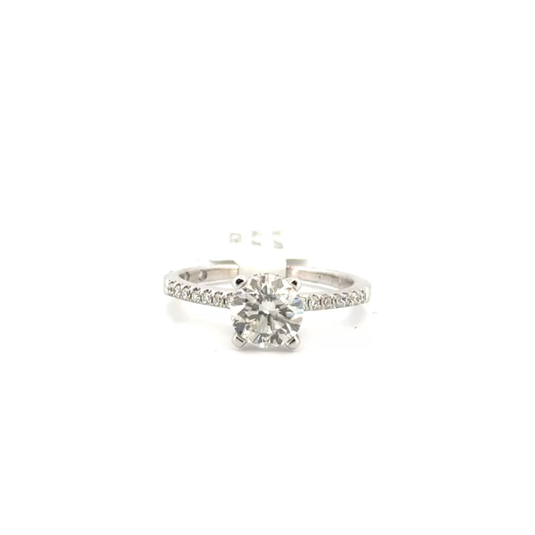 1.19ct. Natural Round Diamond Set in 14K White Gold Hidden Halo Mount