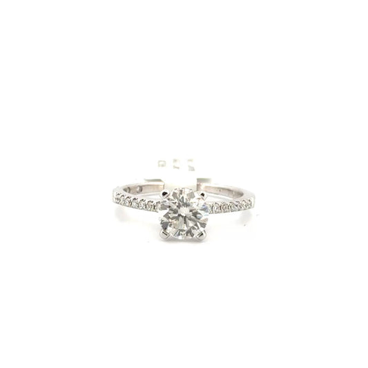 1.19ct. Natural Round Diamond Set in 14K White Gold Hidden Halo Mount