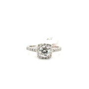 1ct. Natural Diamond Round Set in 14k White Gold Halo Sz 7