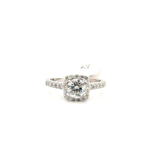 1ct. Natural Diamond Round Set in 14k White Gold Halo