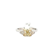 1.53ct. Natural Yellow Diamond Engagement Ring Set in 14K White Gold