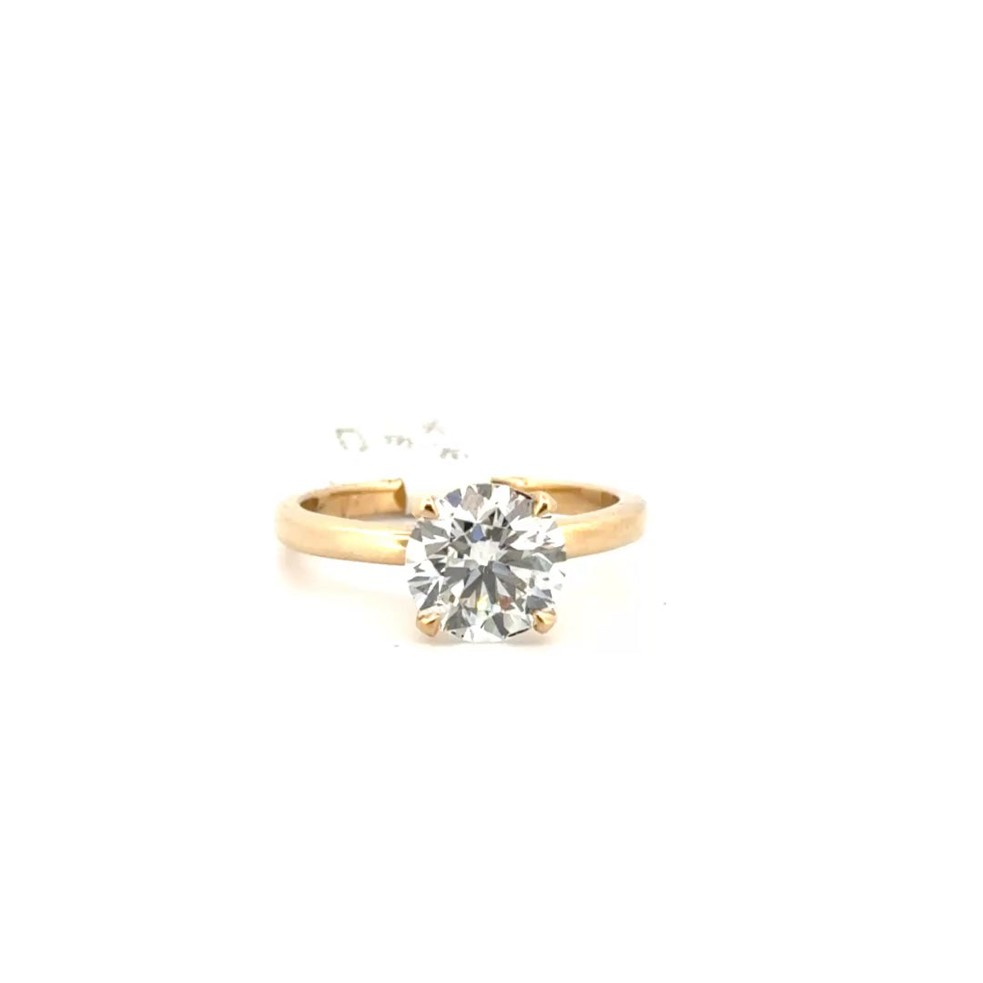 2.19ct. F VS1 Lab Grown Diamond Round Solitaire Set in 14K Yellow Gold