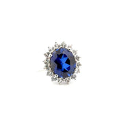 5.95ct. Lab Grown Sapphire Ring Set in 10K White Gold Sz 8