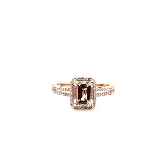 1.35ct. Morganite Ring Set in 10K Rose Gold