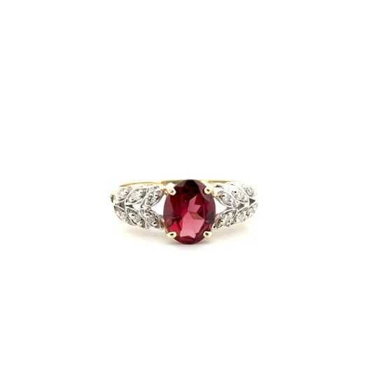 Red Stone Ring Set in 10K Yellow Gold Mounting