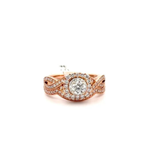 Neil Lane Natural Diamond Engagement Set in 14K Rose Gold With Matching Band