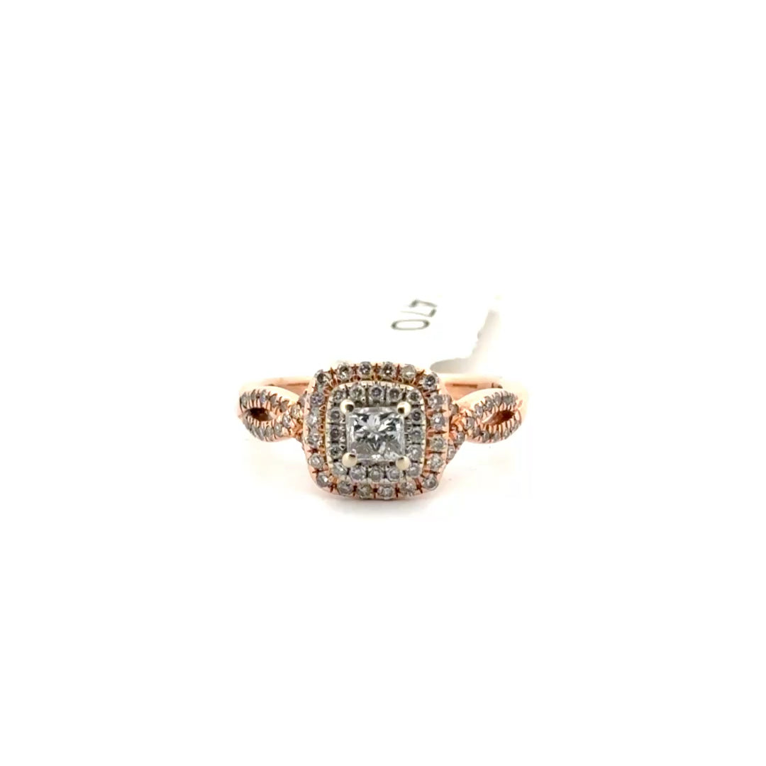 Natural Diamond Engagement 14K Rose Gold Sz 6