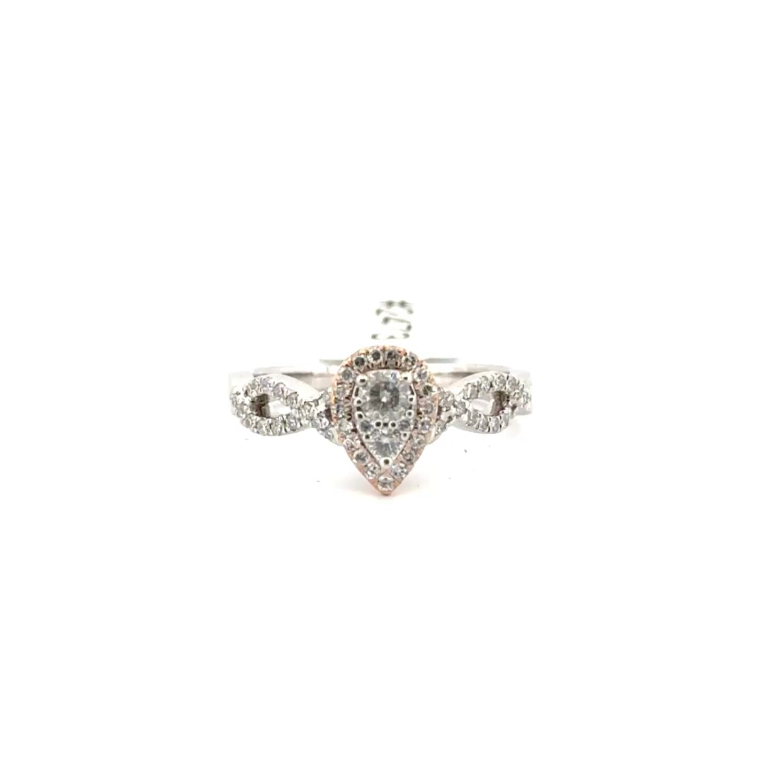 Natural Diamond Engagement Ring Set in 10K White Gold Sz 7