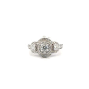 Natural Diamond Tiered Cluster Ring Set in 14K White Gold Sz 6.5