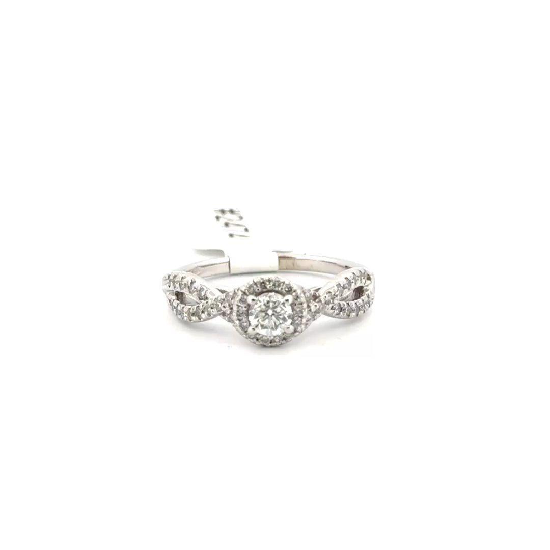 Natural Diamond Engagement Ring Set in 14K White Gold Sz 7