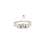 Natural Asscher Cut Three Stone White Gold Ring Set in 14K White Gold Sz 7.5