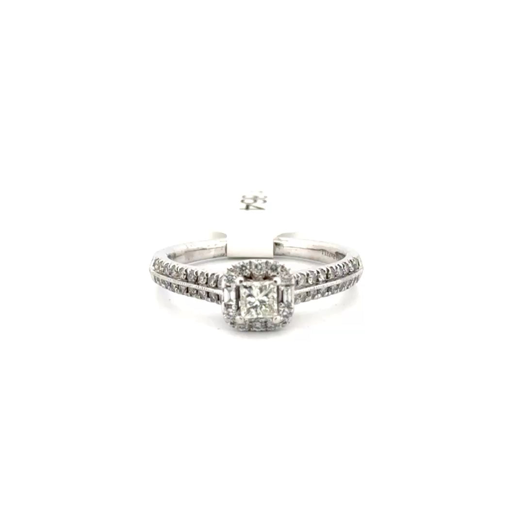 Princess Cut Diamond Engagement Ring Set in 14K White Gold Sz 8