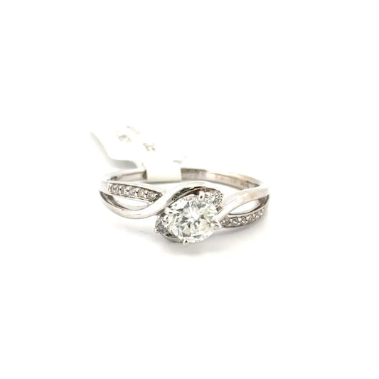 Approx. 1ct. Round Natural Diamond Ring Set in 14K White Gold