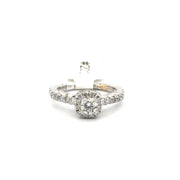 Round Natural Diamond Set in 18K White Gold Diamond Halo Mounting Sz 5
