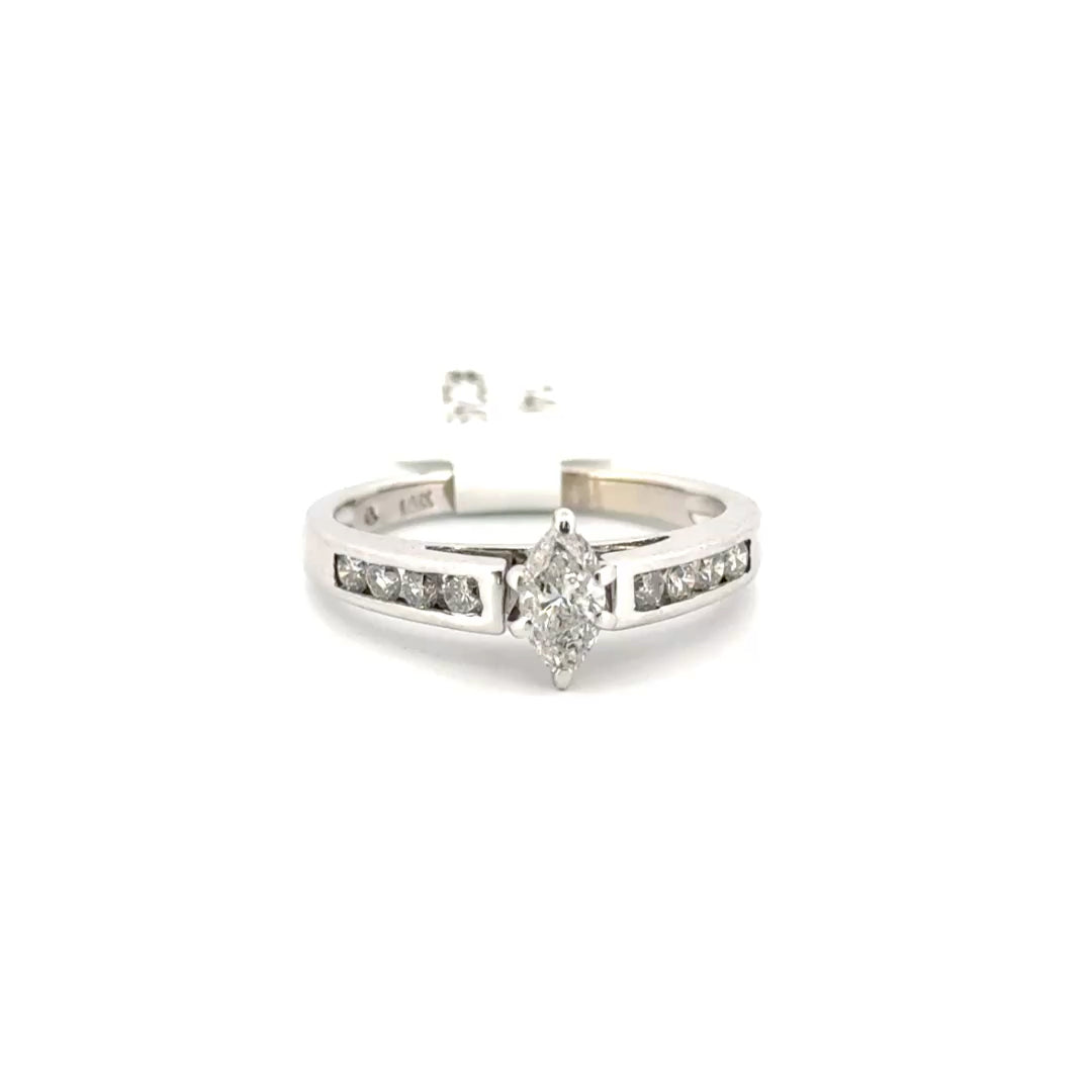 Natural Diamond Marquise Ring Set in 14K White Gold