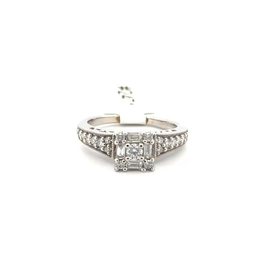 Natural Diamond Engagement Ring Set in 14K White Gold