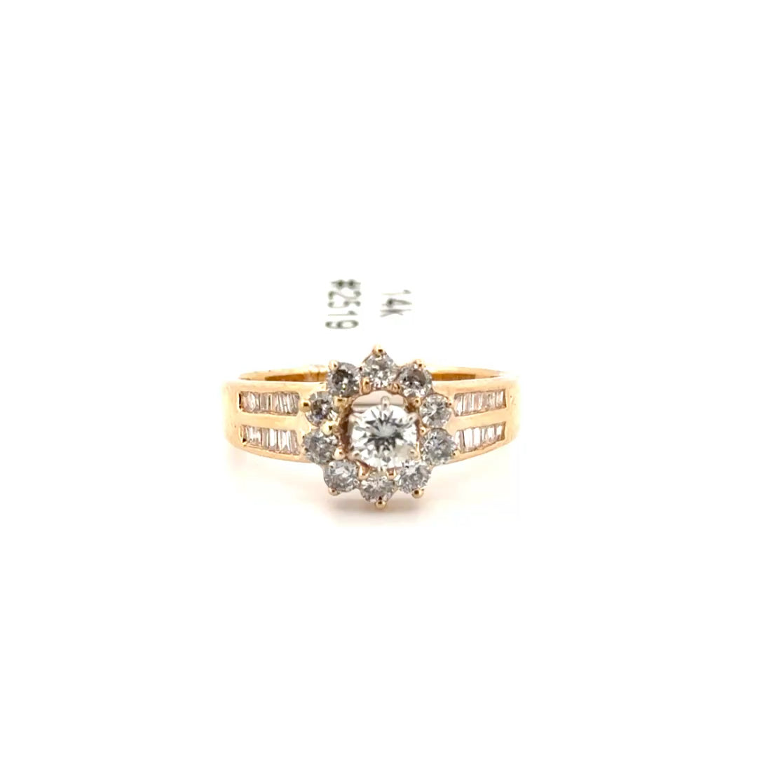 Natural Diamond Engagement Ring Set in 14K Yellow Gold