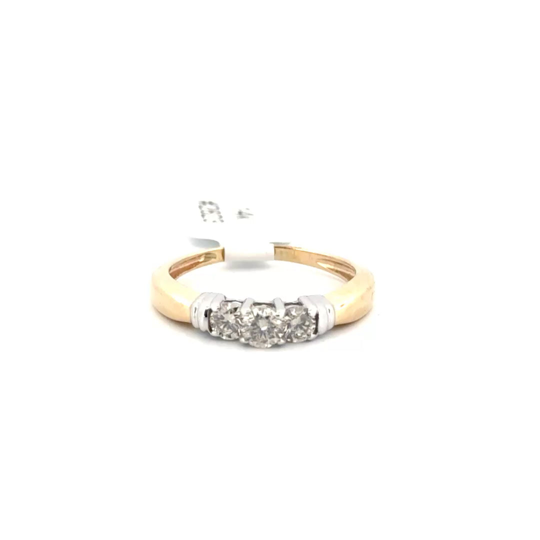 Natural Diamond Three Stone Ring Set in 14K Yellow Gold