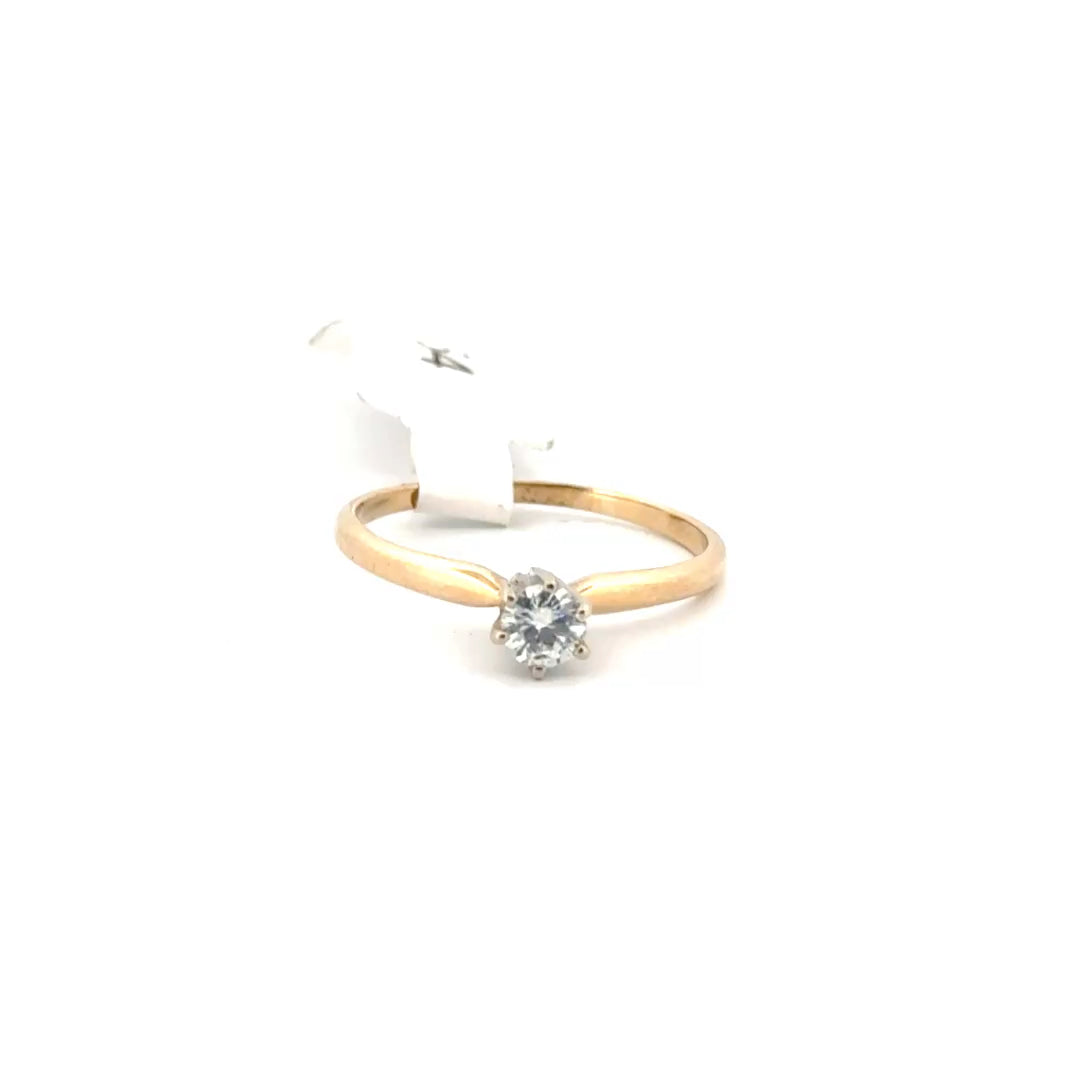 Round Natural Diamond Solitaire Set in 14K Yellow Gold