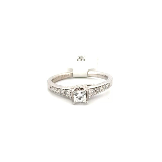 Princess Cut Diamond Engagement Ring Set in 14K White Gold