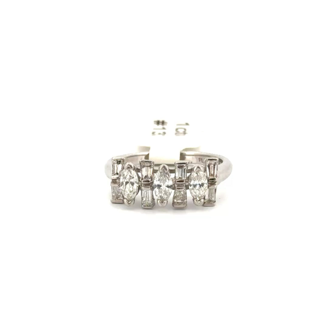 1cttw. Natural Diamond Marquise & Baguette Ring Set in Platinum