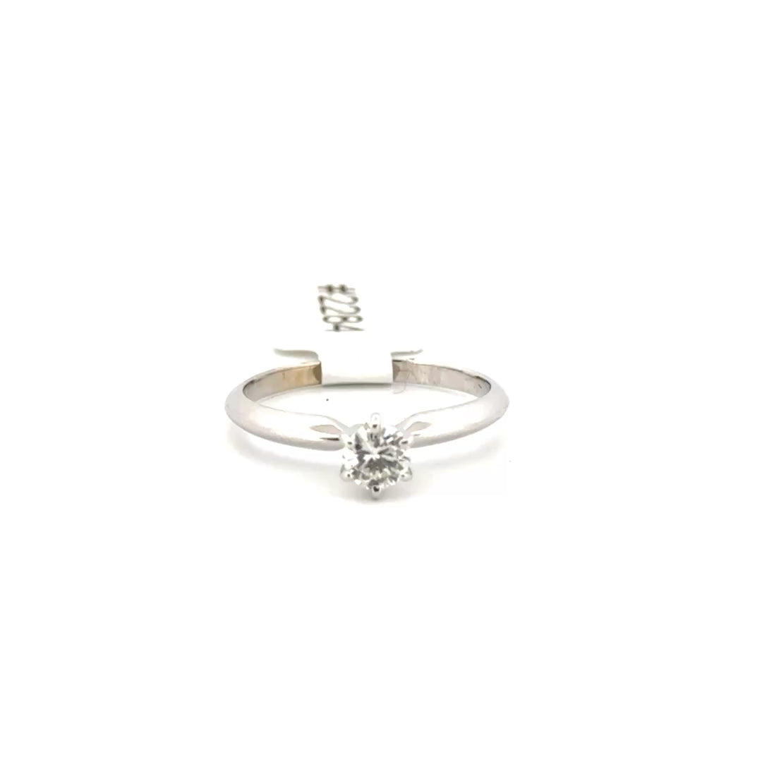 Natural Round Diamond Solitaire Set in 14K White Gold