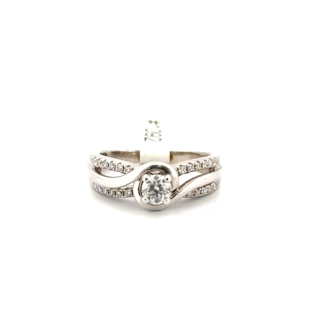 Round Natural Diamond Solitaire Set in 14K White Gold Diamond Mounting Sz 7