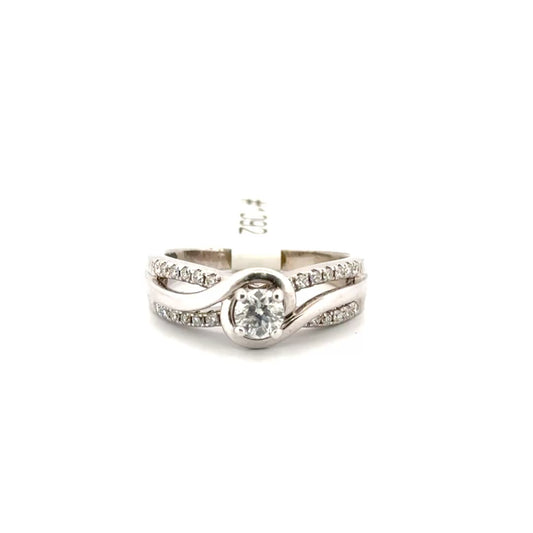 Round Natural Diamond Solitaire Set in 14K White Gold Diamond Mounting